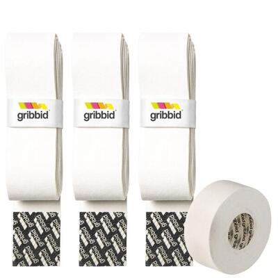 Griffband Feldhockey Grip - Progrip 3 stück weiß + sporttape weiß