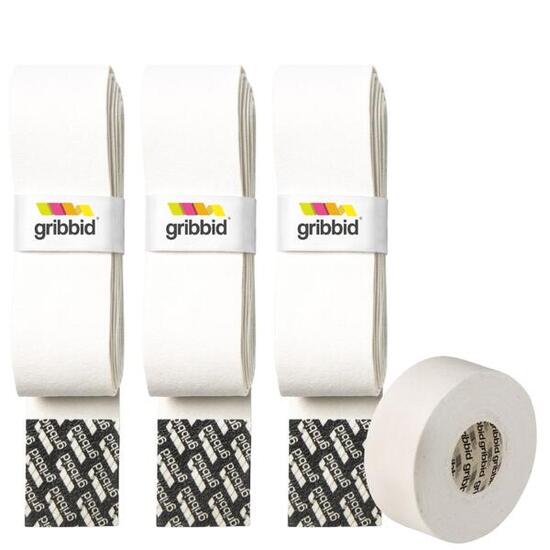 Griffband Feldhockey Grip - Progrip 3 stück weiß + sporttape weiß