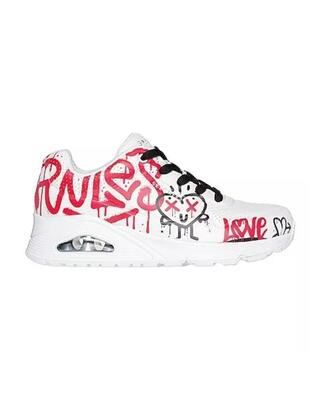 Baskets Femme UNO - GRAFFITI LOVE Skechers WRBK 177082 Blanc SKECHERS