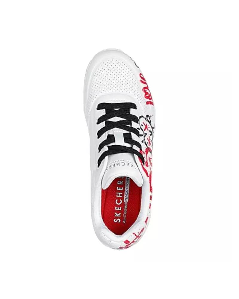Baskets Femme Baskets Skechers UNO - GRAFFITI LOVE Blanc Blanc Skechers 4/7