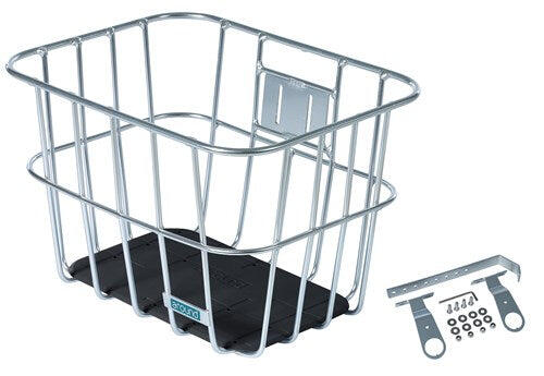 Around cestino fisso in alluminio argento per manubrio.