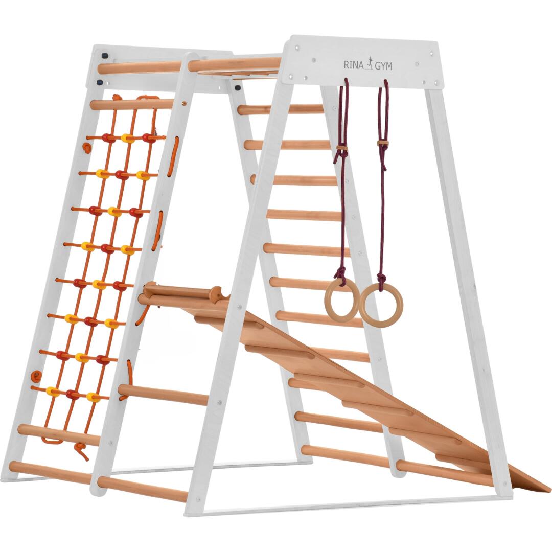 Rinagym Binnen speeltuin van hout voor kinderen (Classic White) 4/7
