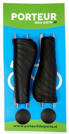 Manopole ergonomiche Porteur per bici nere.