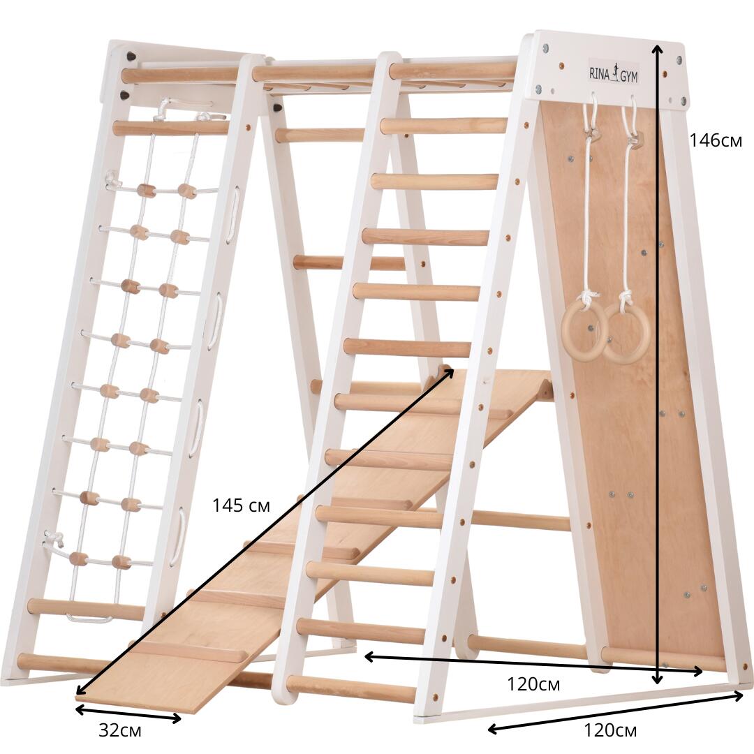 Structure d'escalade multifonction en bois – RINAGYM Classic 3 blanc 2/7