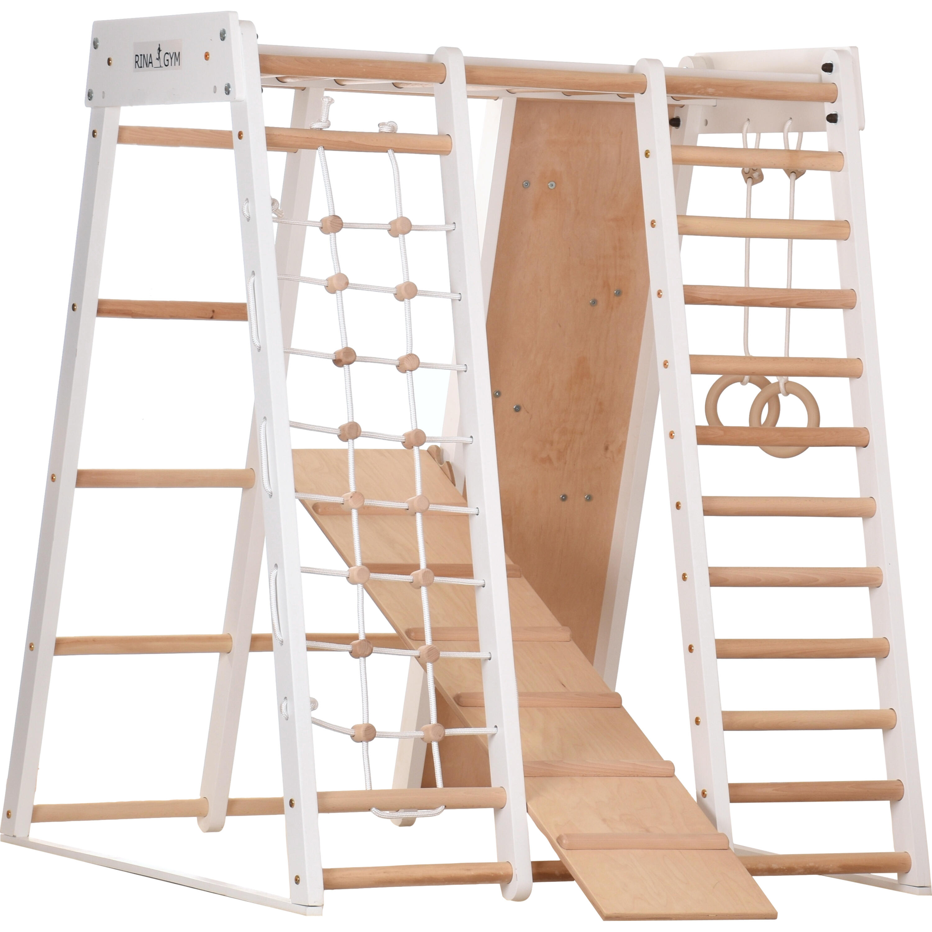 Structure d'escalade multifonction en bois – RINAGYM Classic 3 blanc 4/7