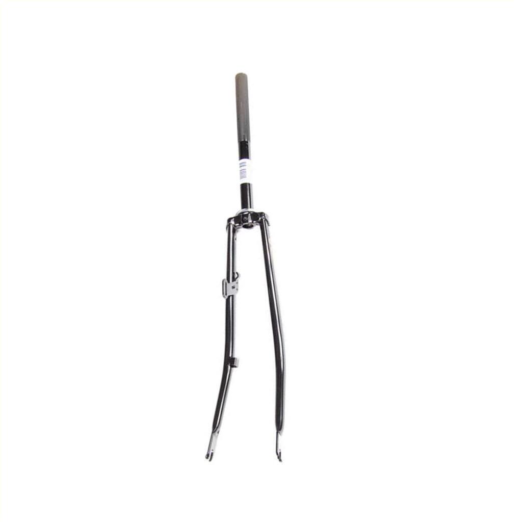 28x1 5/8x1 3/8 Steel Bicycle Fork, 26 cm Threaded Steerer, Drum Brake, Black.