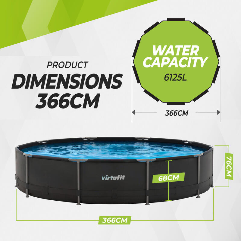 Piscina VirtuFit rotunda 366cm cu sistem filtrare inclus si cadru metalic