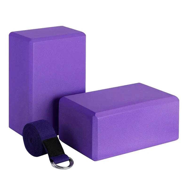 NNETM Yoga Block & Strap Set EVA Foam Non-Slip Blocks (Purple)