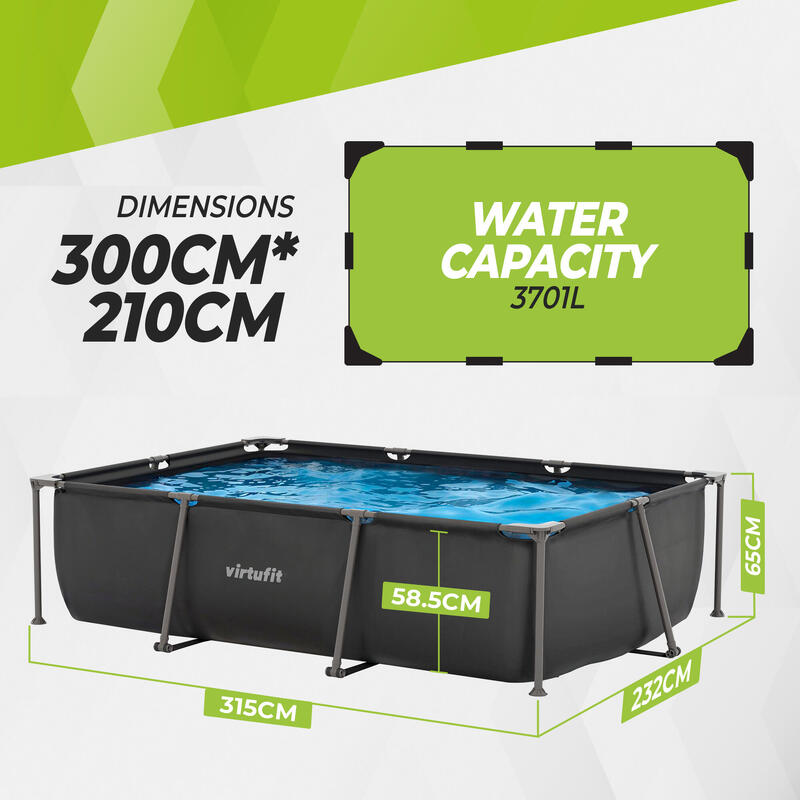 Piscina dreptunghiulara VirtuFit 300 x 210 x 67 cm cu sistem filtrare inclus
