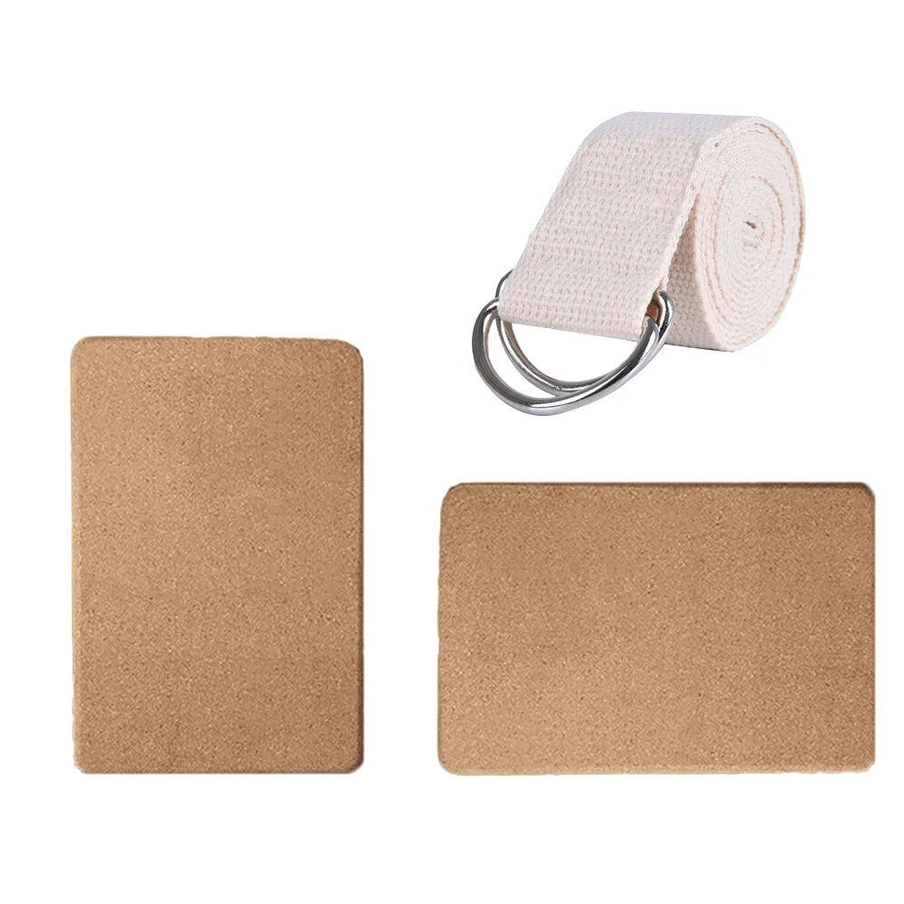 NNETM Yoga Blocks 2 Pack with Strap High-Density Cork (Beige)