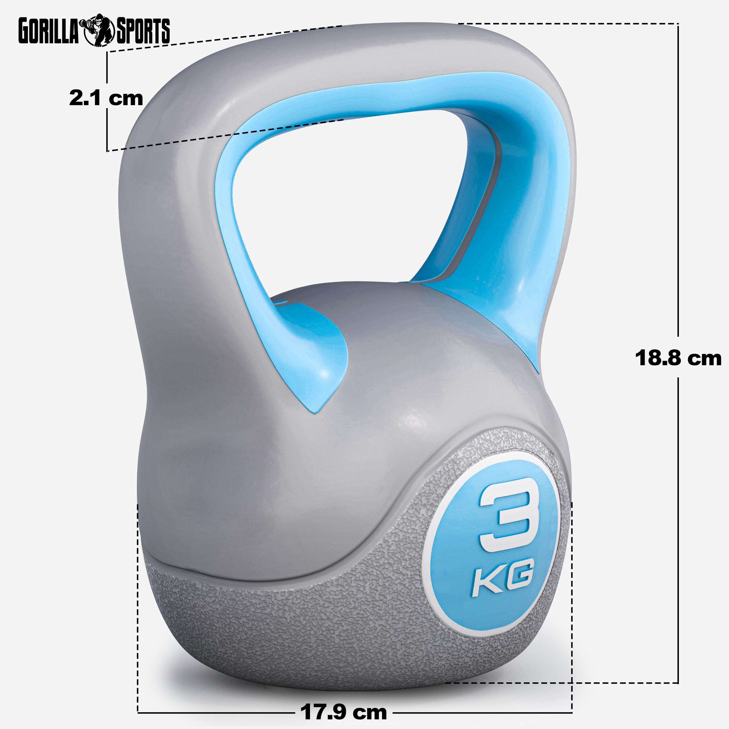 Kettlebell Gorilla Sports Azul /Gris Vinilo 5/7