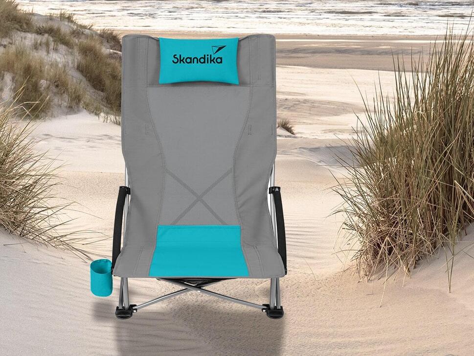 Zestaw 2 krzesła plażowe składane Beach, do 136 kg każde, z torbą transportową