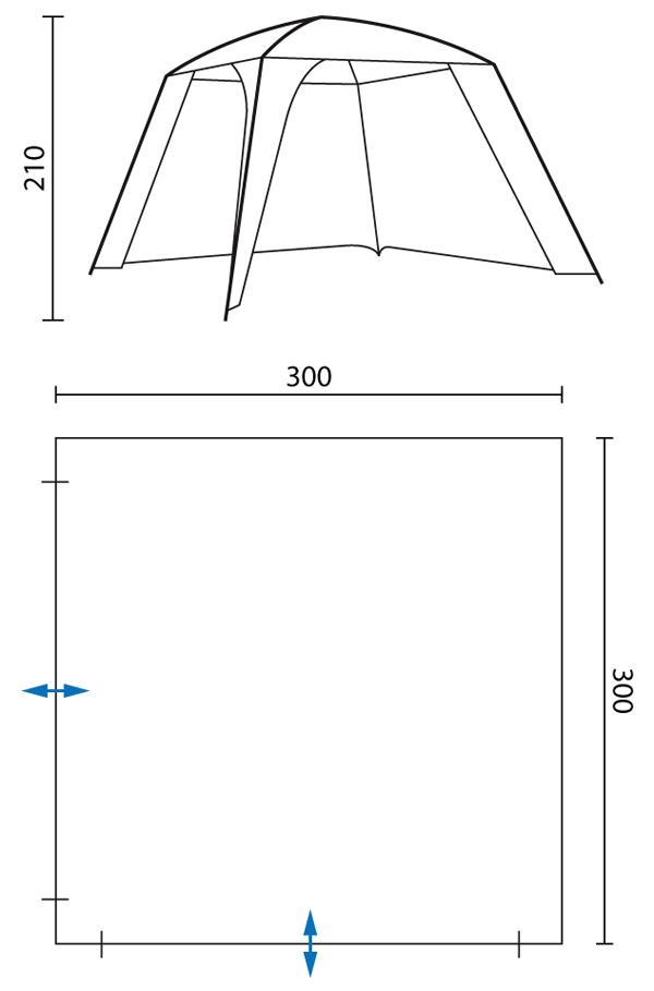 Pavillon Inari 300 - Camping Wohnzelt mit integrierten Seitenwänden 7/8