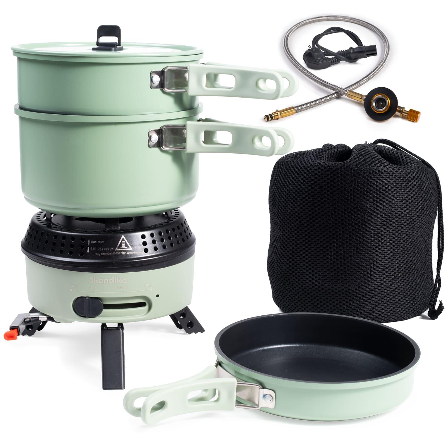 Skandika - Réchaud De Camping Rask - Réchaud Hybride - Électricité Ou Gaz - Accessoires - Réchaud - Vert - Taille Unique - Decathlon