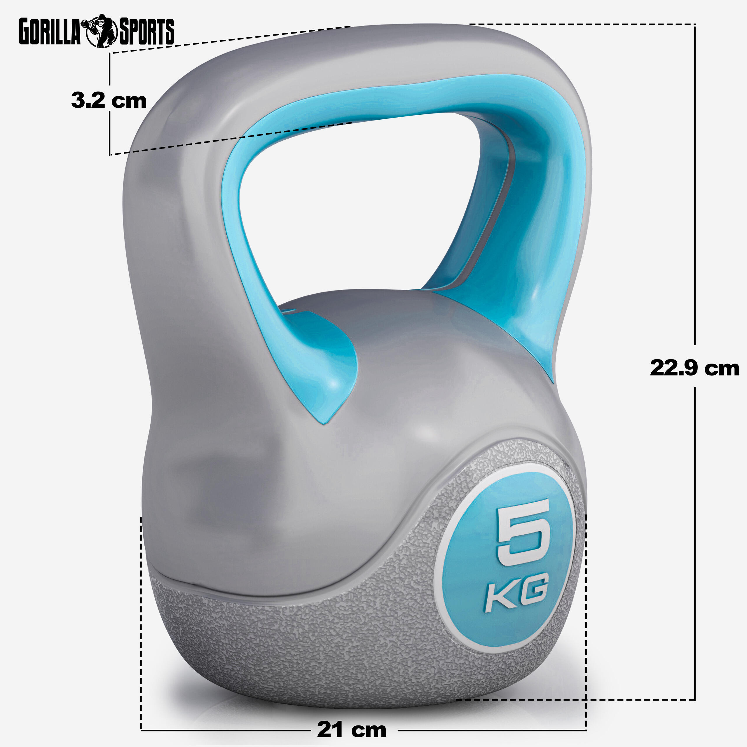 Kettlebell Gorilla Sports Azul /Gris Vinilo 5/7