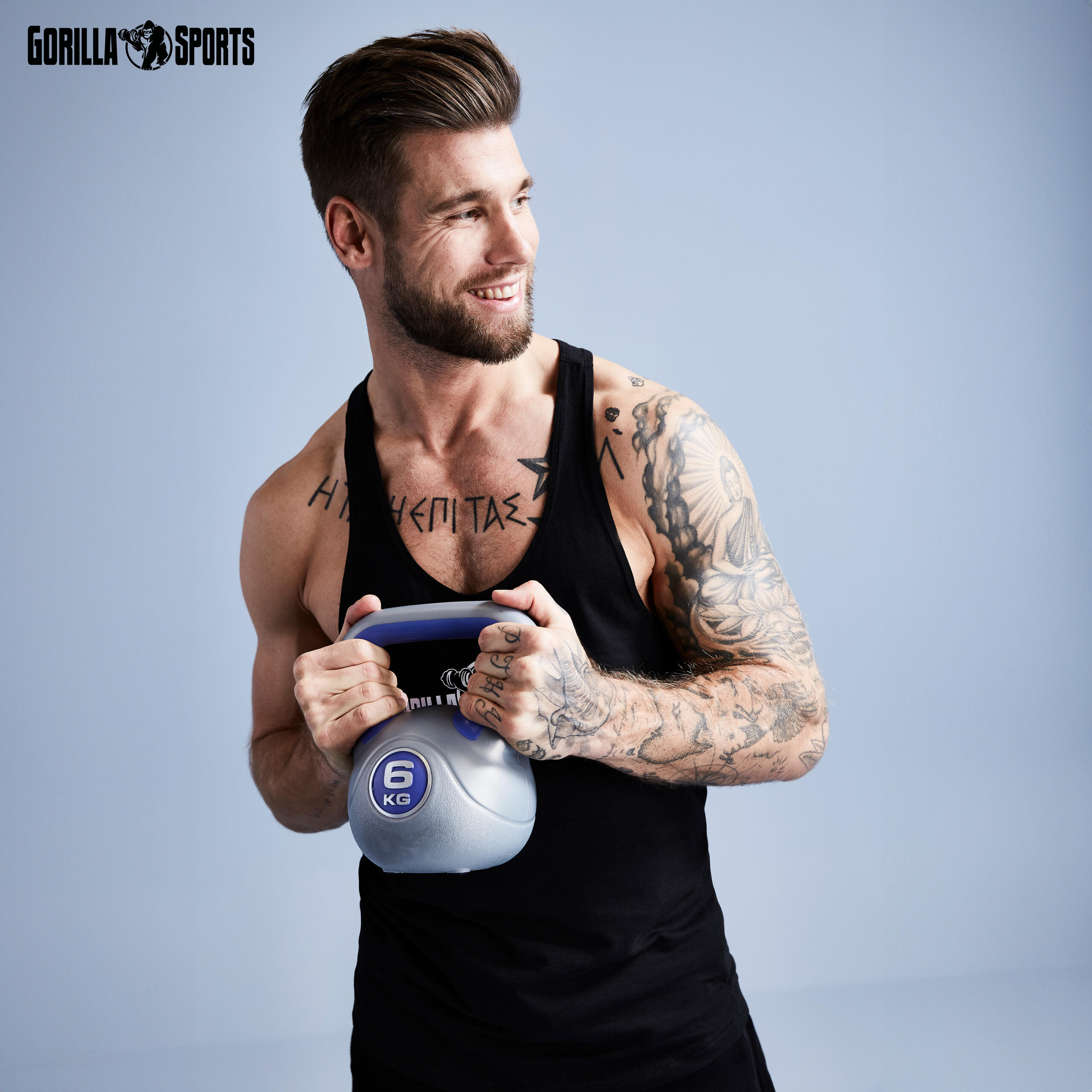 Kettlebell Gorilla Sports  Rojo/Gris Vinilo 7/7