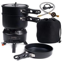 Réchaud de camping Rask - Réchaud hybride - électricité ou gaz - accessoires