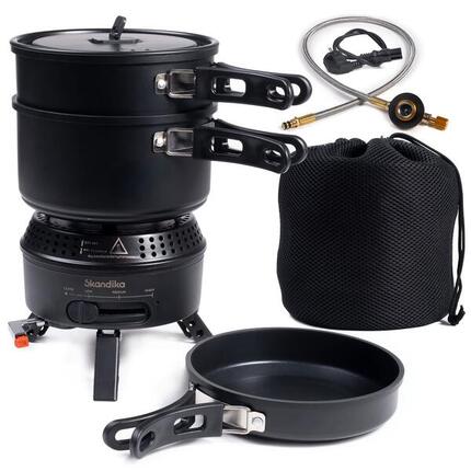 Réchaud de camping Rask - Réchaud hybride - électricité ou gaz - accessoires