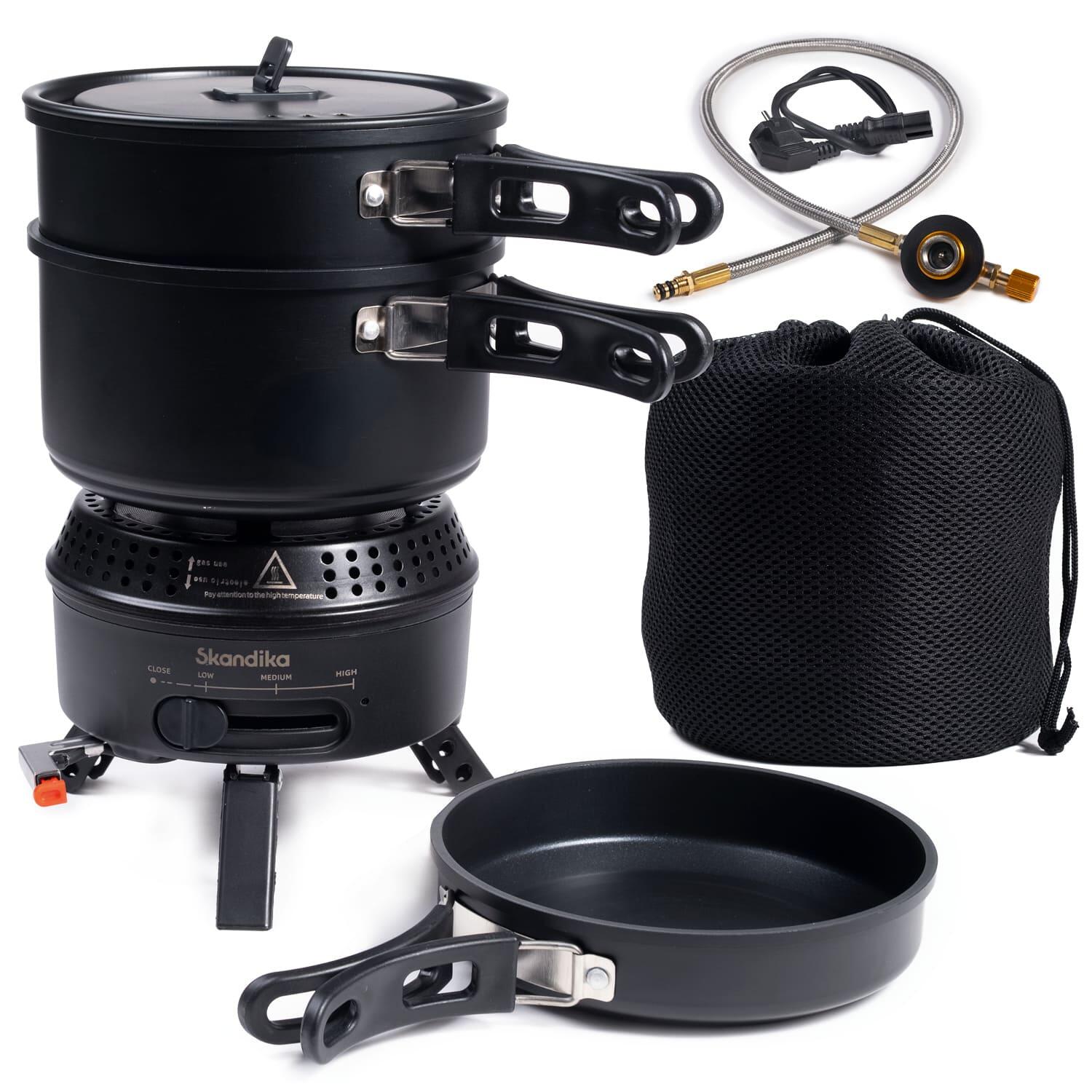 Skandika - Réchaud De Camping Rask - Réchaud Hybride - Électricité Ou Gaz - Accessoires - Réchaud - Noir - Taille Unique - Decathlon