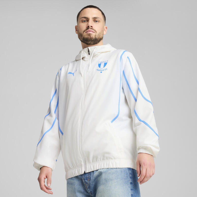 Męska tkana kurtka przedmeczowa Malmö FF PUMA White Team Light Blue