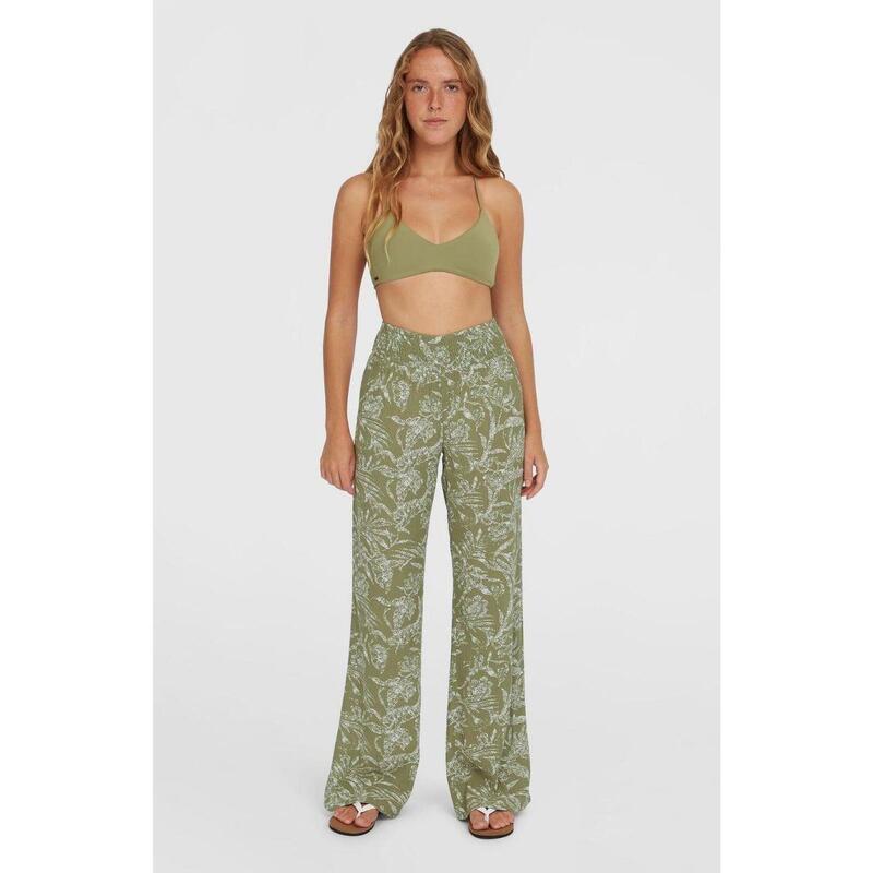 Pantaloni lungi Johnny Smocked Waist Pants - verde femei