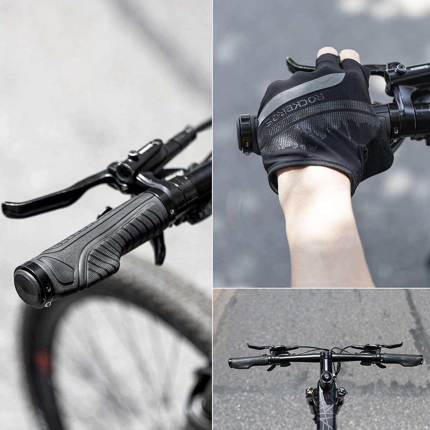 Blaue und schwarze Rockbros Fahrradgriffe 6/7