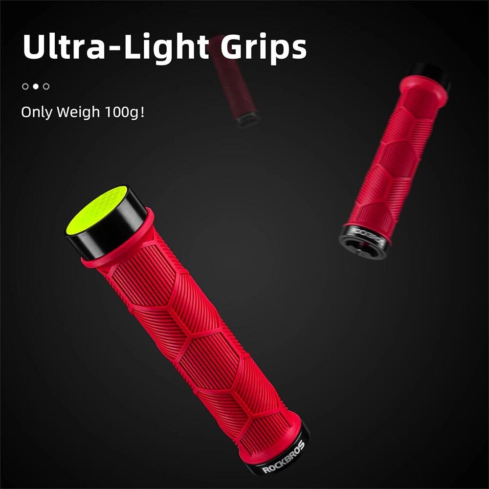 Manopole per bicicletta Rockbros con riflettore rosso 4/6