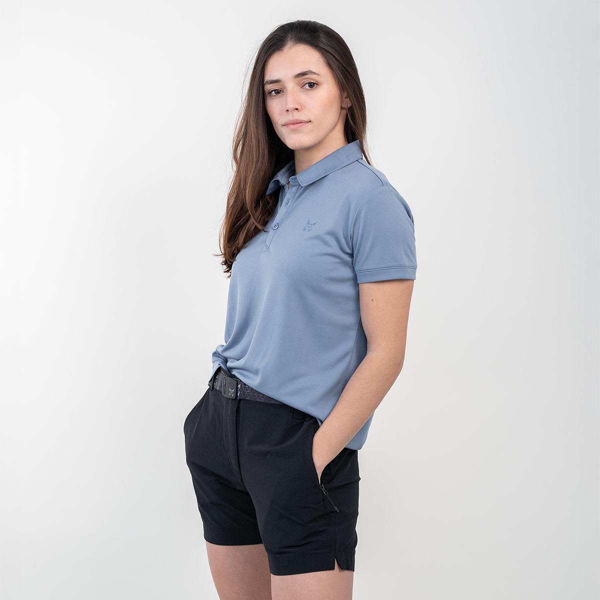Polo de Manga Corta Senderismo de Montaña MUJER Altus SICILIA W AZUL GRISÁCEO 5/6