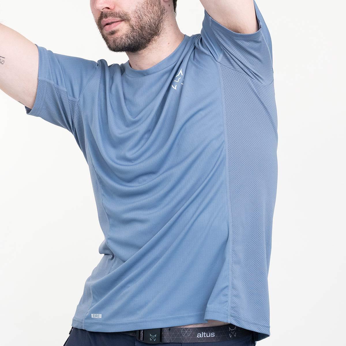 Camiseta de Manga Corta Senderismo de Montaña HOMBRE Altus EIRE AZUL GRISÁCEO 6/7