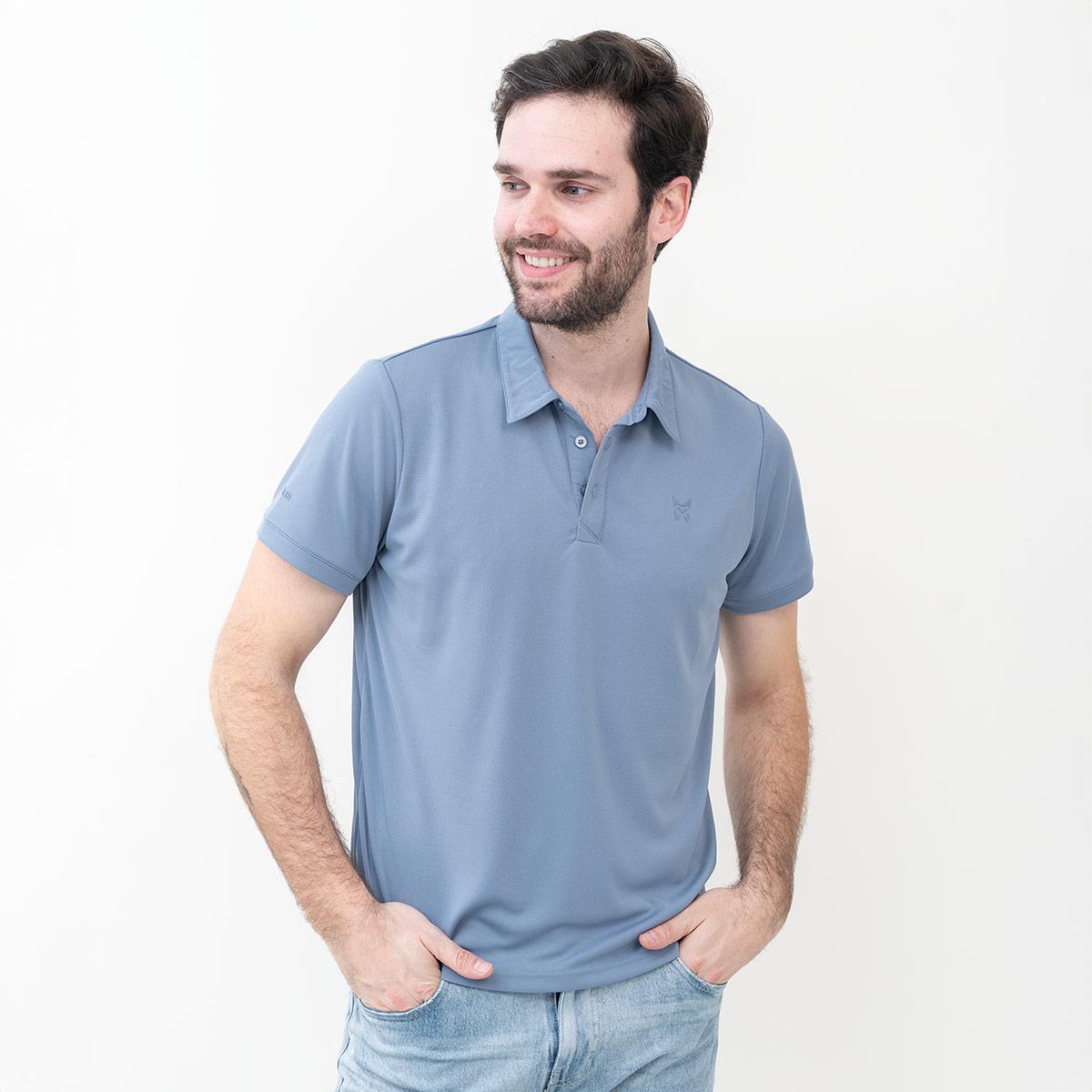 Polo de Manga Corta Senderismo de Montaña HOMBRE Altus SICILIA AZUL GRISÁCEO 5/6