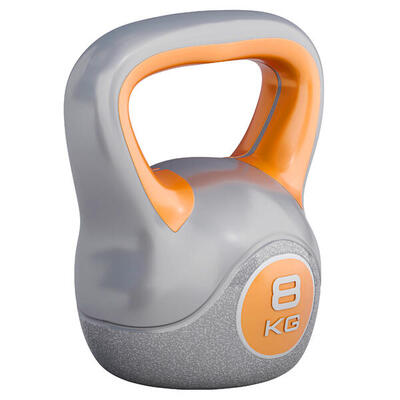 Kettlebell trendy - kunststof - 5 kg - grijs - blauw