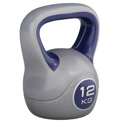 Kettlebell trendy - kunststof - 5 kg - grijs - blauw