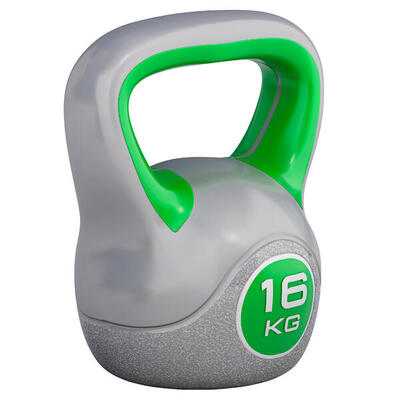Kettlebell trendy - kunststof - 5 kg - grijs - blauw