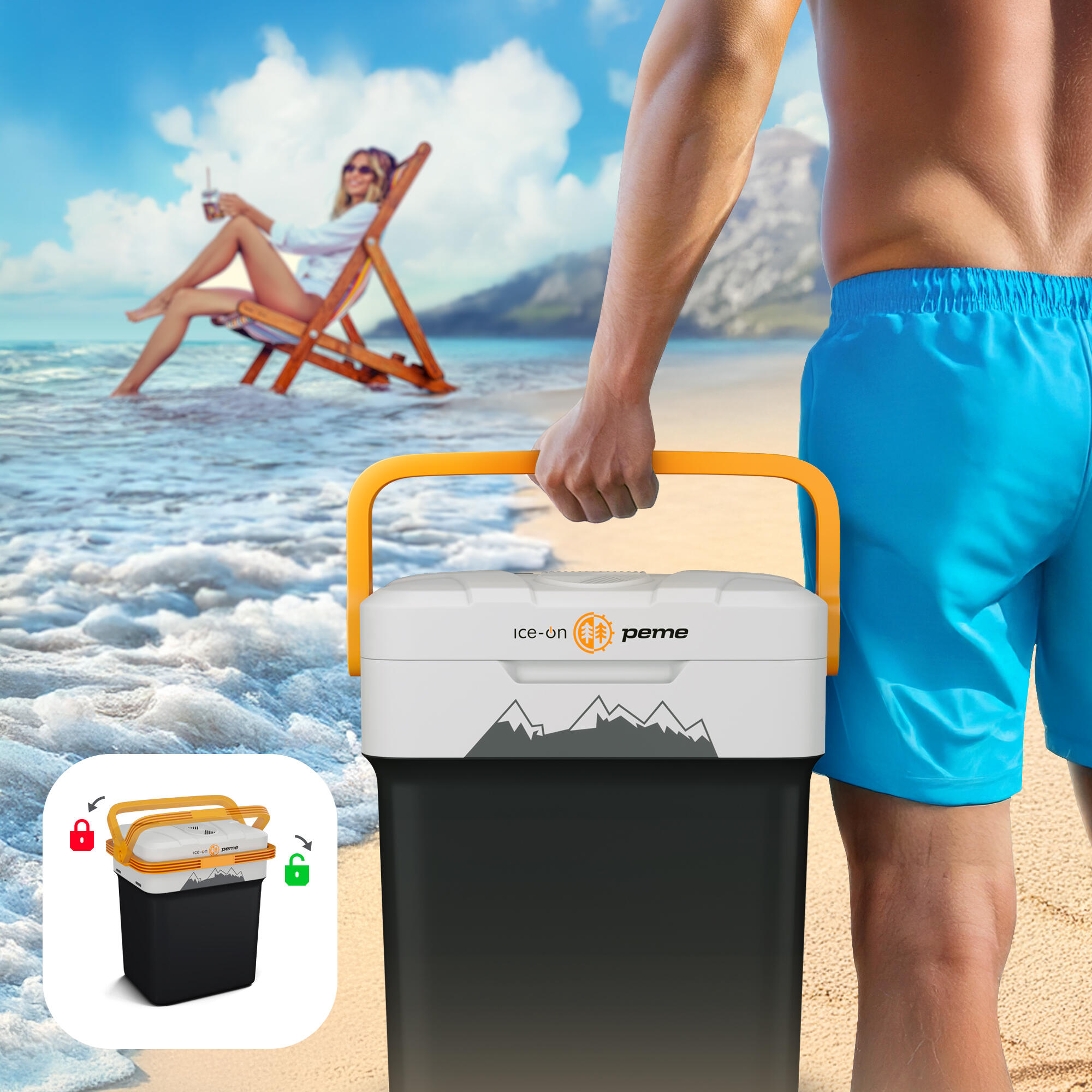 Elektrische Kühlbox Peme Ice-on Essential 26L Tragbare Auto und Camping 12/230v 3/7