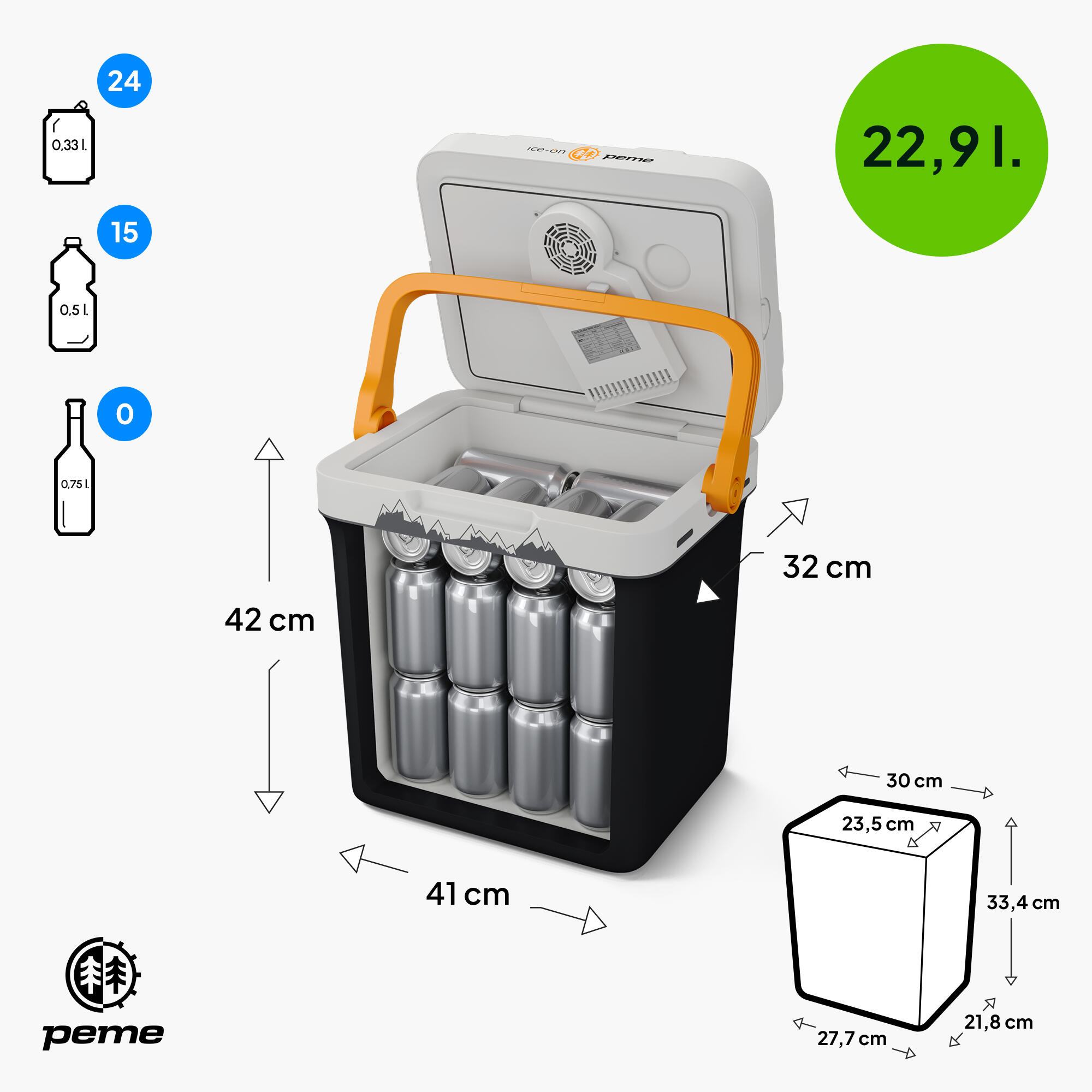 Glaciere électrique de camping Peme Ice-on Essential 23L  12/230v portable 2/7