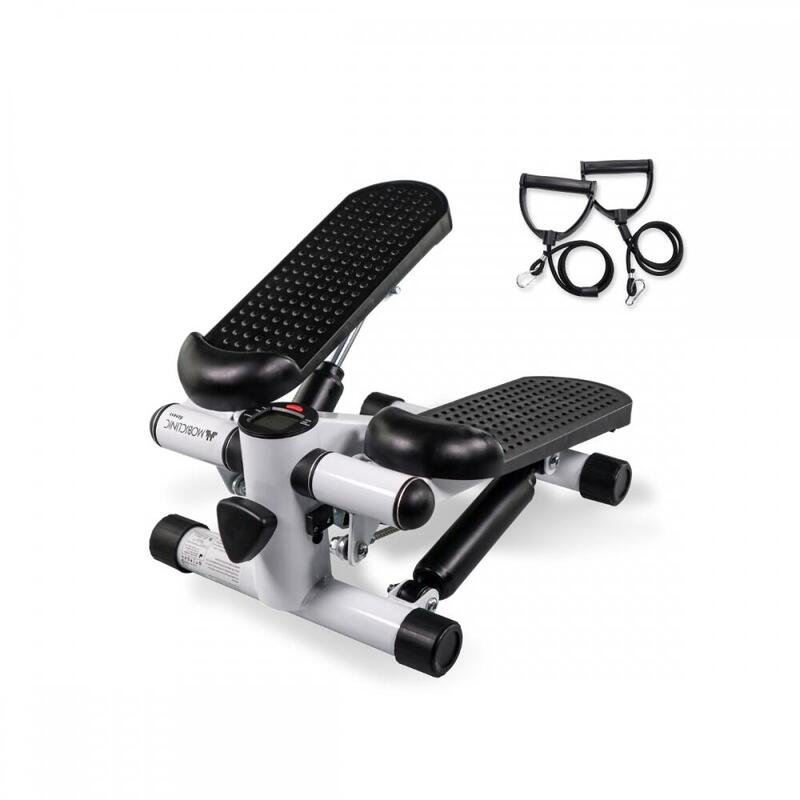 MERACH Stepper 2 in 1 per Casa, Mini Stepper Silenzioso da Fitness 150 kg con Monitor LCD, Stepper Oscillante Su-Giù con Power Ropes per Allenamento Gambe/Braccia/Glutei, Esercizio per Ufficio a Casa