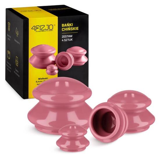 Gummi Schröpfgläser Set 4 Stück für Massage 4FIZJO PRO+