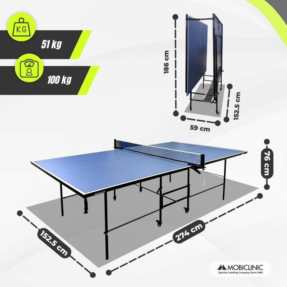 Tavolo Da Ping Pong Pieghevole SIMBA Roby New | Misure Regolamentari 274x152x76 Cm | Blu