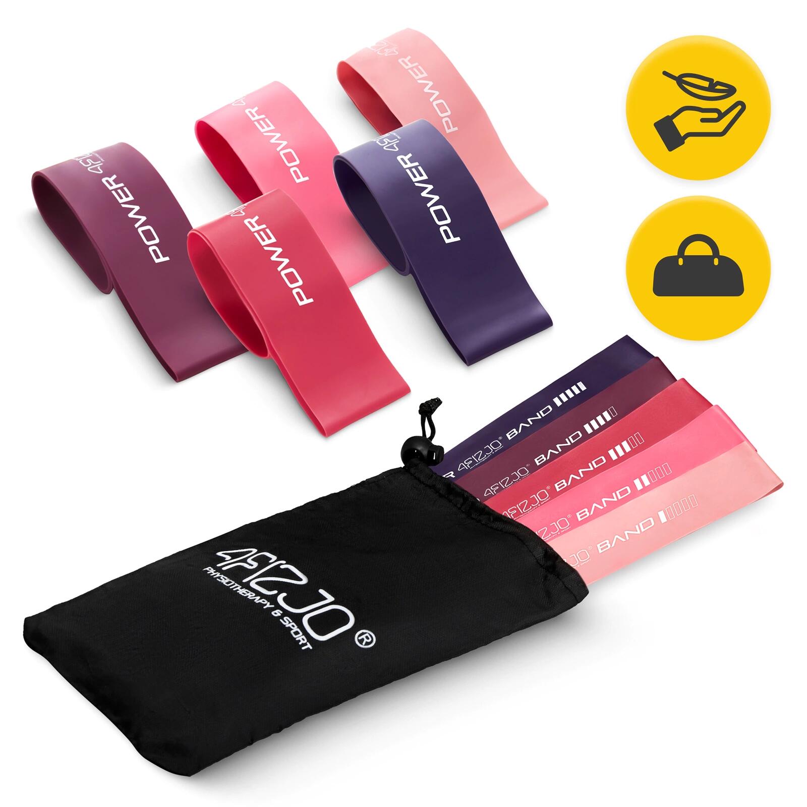 MINI POWER BAND 5er Set 4FIZJO Übungsbänder für Fitness & Home-Workout 6/6