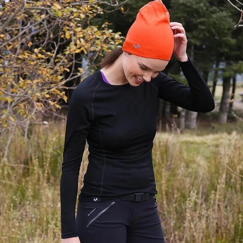 Czapka trekkingowa z 100% wełny merino Pomarańczowy 5/5