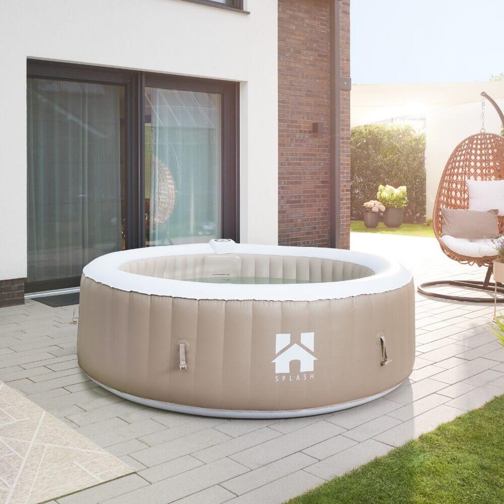 Outdoor Whirlpool SPLASH inkl. Abdeckung - Ø208 cm 6 Personen Beige 2/7
