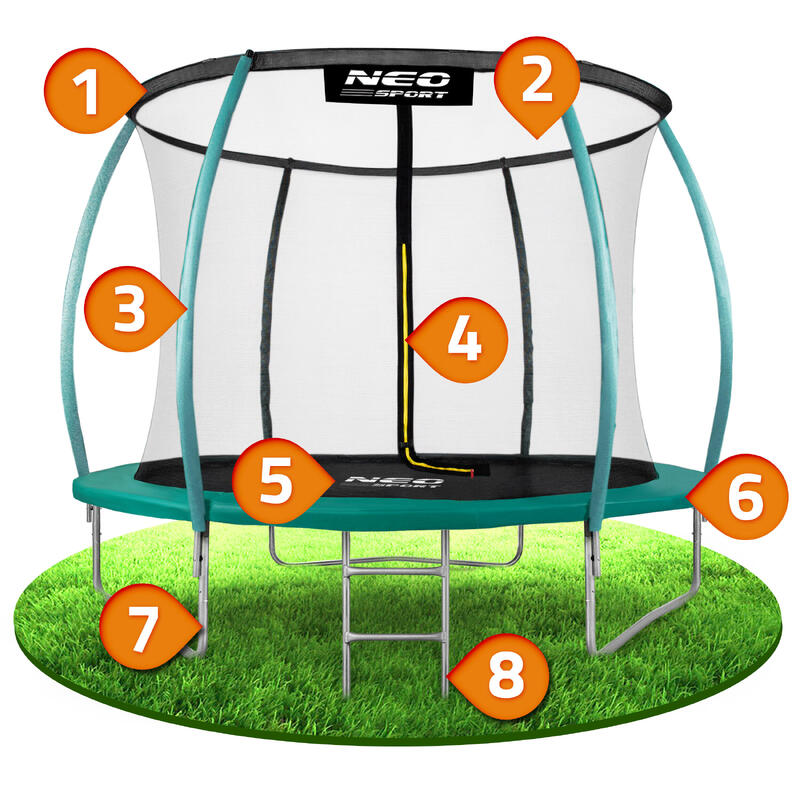 Trampolina ogrodowa Neo-Sport NS-08C181 z siatką  i drabinką 8ft/252cm