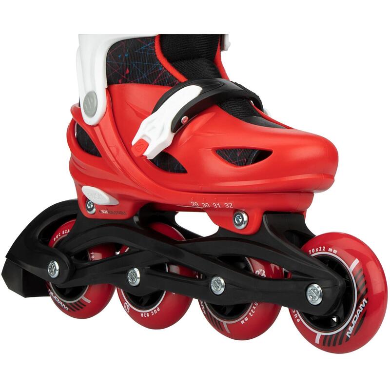 Role reglabile Nijdam Rad Racer, Roșu-Negru, 33-36