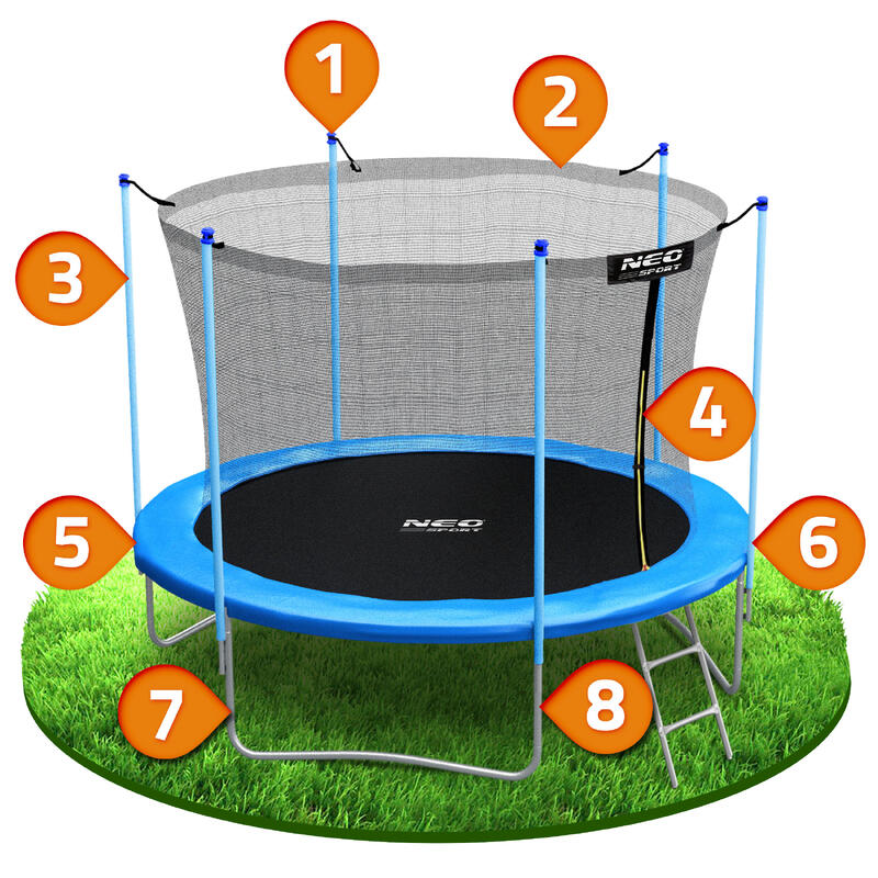 Trampolina ogrodowa Neo-Sport NS-08W181 z siatką wewnętrzną 8ft/252cm