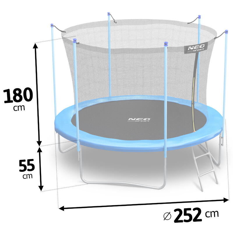 Trampolina ogrodowa Neo-Sport NS-08W181 z siatką wewnętrzną 8ft/252cm
