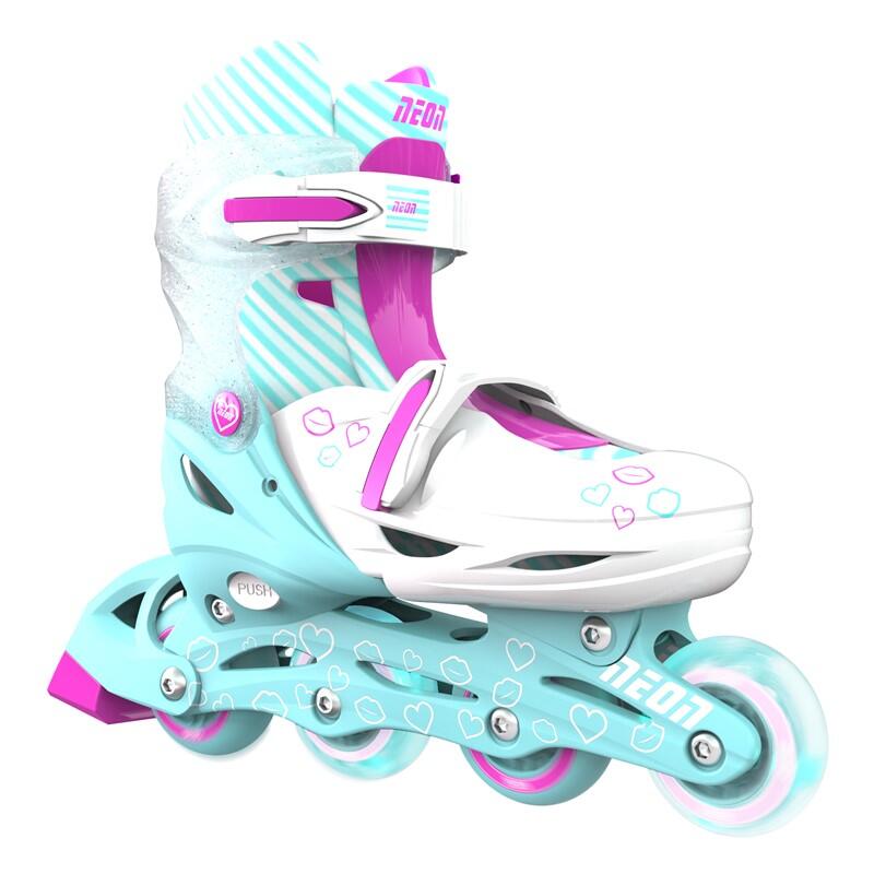 PATINES AJUSTABLES Y EVOLUTIVOS COMBO NEON T.34-38 YVOLUTION TURQUESA ROSA 2/4