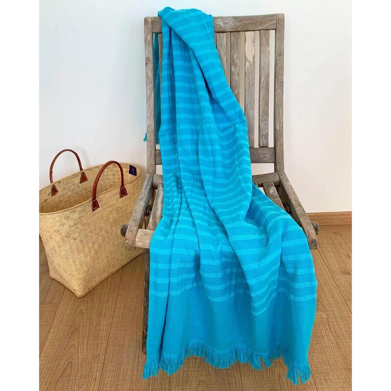 Alanya Turquoise Katoenen Dubbele Handdoek Hamamdoek 90 x 160 cm 400 gm²