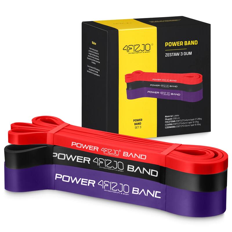 Zestaw 3 gum do ćwiczeń POWER BAND 4FIZJO