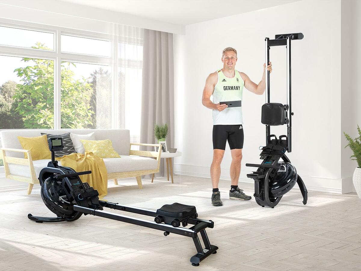 Rameur à Eau PASYOU PW30 – Avec Bluetooth, Compatible Kinomap, écran LED, Siège Confortable, Charge 130 Kg, Rangement Vertical, Garantie 1 An