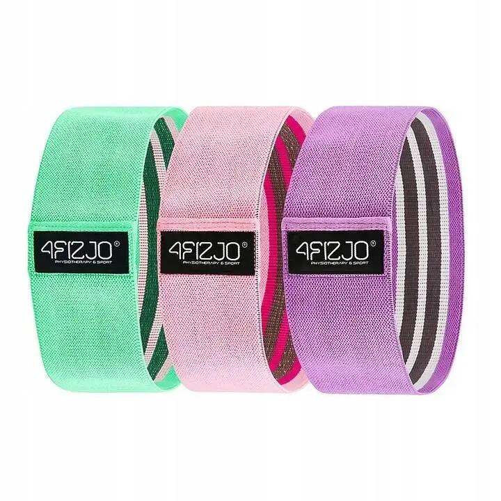 Ластици HIP BAND 4FIZJO комплект 3 бр. полиестер латекс 8 см, 10–30 кг, седалище